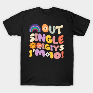 Peace Out Single Digits Retro Groovy 10th Birthday Girl T-Shirt